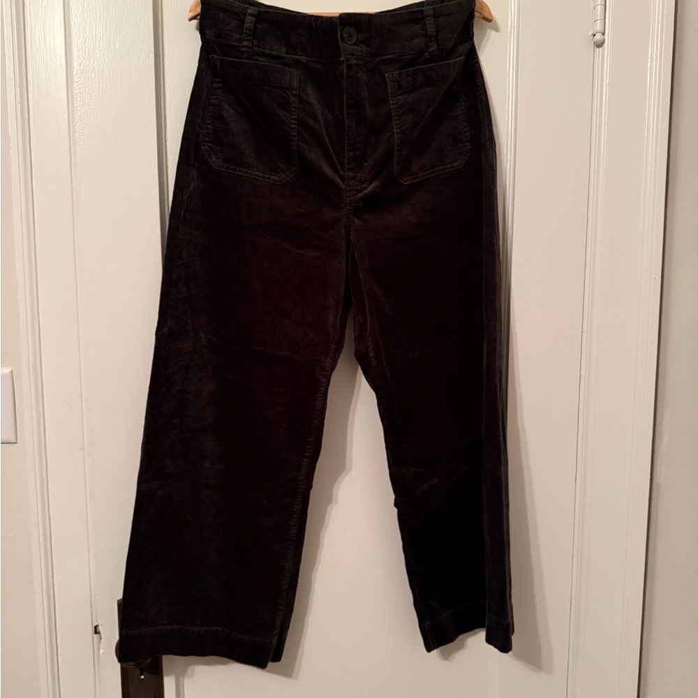 Maeve Cropped Colette Corduroy Pants - Dark Green